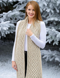 Aran Plaited Scarf - White/Parsnip (CatImage_/christmas-for-her) (CatImage_/aran-christmas-store)