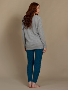 Wool Cashmere Aran Cable Leggings - Teal Harbour