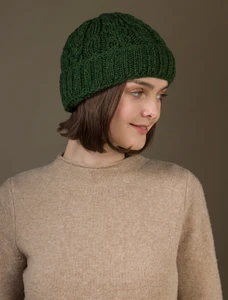 Aran Heritage Cable Wool Hat - Moss