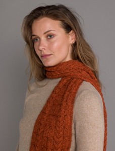 Aran Heritage Cable Scarf - Burnt Orange