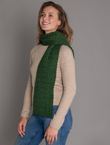 Aran Heritage Cable Scarf - Celtic Green