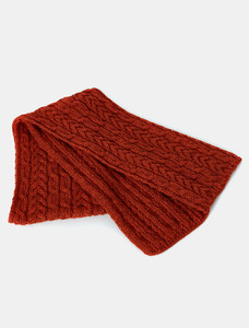 Aran Heritage Cable Scarf - Cassat Red