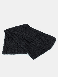 Aran Heritage Cable Scarf - Charcoal