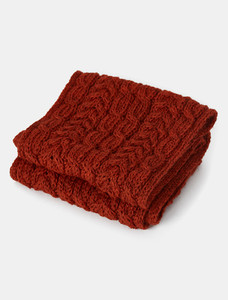 Aran Heritage Cable Scarf - Cassat Red