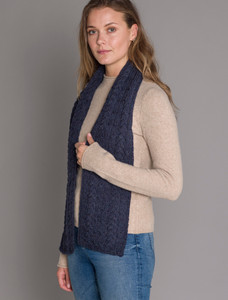 Aran Heritage Cable Scarf - Denim