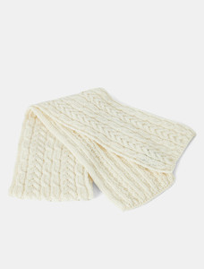 Aran Heritage Cable Scarf - White