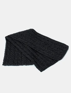 Aran Heritage Cable Scarf - Charcoal
