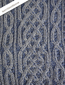 Aran Plaited Scarf - Soft Grey/Denim