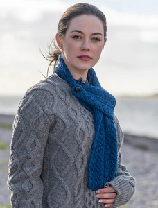 Aran Loop Scarf - Blue