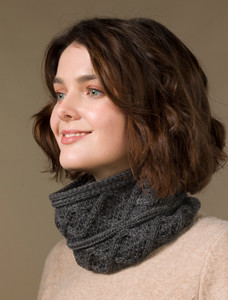 Extra Soft Aran Snood - Slate Grey