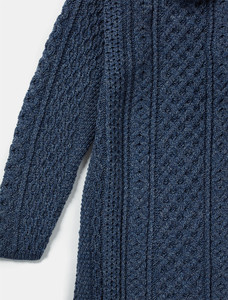 Cable Aran Dress with Cowl Neck - Denim