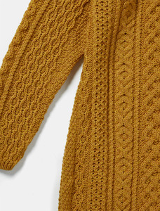 Cable Aran Dress with Cowl Neck - Sunflower Yellow