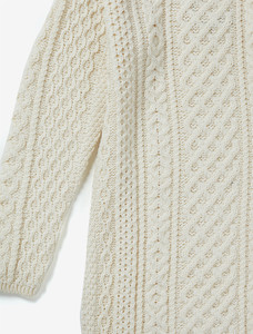 Cable Aran Dress with Cowl Neck - Natural White