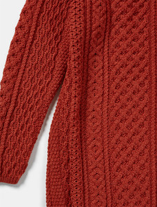 Cable Aran Dress with Cowl Neck - Autumn Leaf