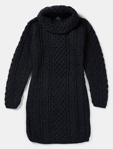 Cable Aran Dress with Cowl Neck - Derby
