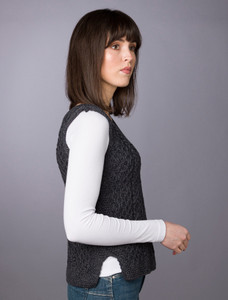 Ladies V-Neck Aran Slipover - Derby