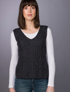 Ladies V-Neck Aran Slipover - Derby