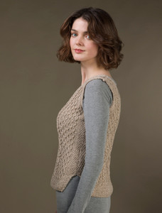 Ladies V-Neck Aran Slipover - Wicker