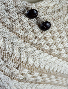 Plaited Aran Poncho with Button Detail
