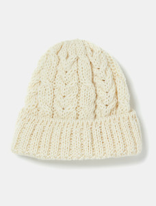 Aran Heritage Cable Wool Hat - White