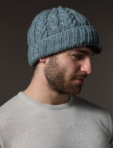 Aran Heritage Cable Wool Hat - Summer Storm