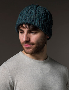 Aran Heritage Cable Wool Hat - Mallard