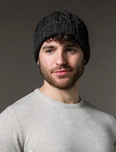 Aran Heritage Cable Wool Hat - Charcoal
