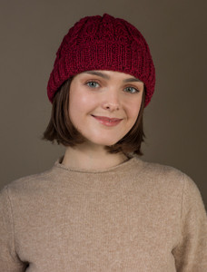 Aran Heritage Cable Wool Hat - Cassat Red