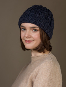 Aran Heritage Cable Wool Hat - Denim