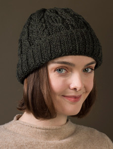 Aran Heritage Cable Wool Hat - Moss