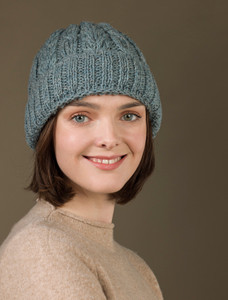 Aran Heritage Cable Wool Hat - Summer Storm