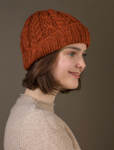 Aran Heritage Cable Wool Hat - Burnt Orange