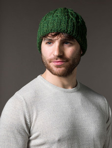 Aran Heritage Cable Wool Hat - Celtic Green
