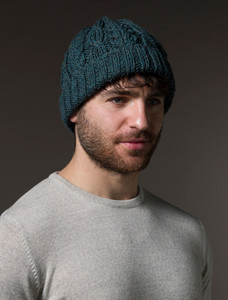 Aran Heritage Cable Wool Hat - Mallard