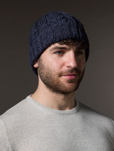 Aran Heritage Cable Wool Hat - Denim