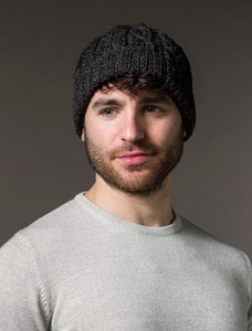 Aran Heritage Cable Wool Hat - Charcoal