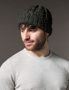 Aran Heritage Cable Wool Hat - Charcoal
