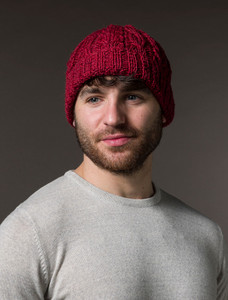 Aran Heritage Cable Wool Hat - Cassat Red
