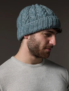 Aran Heritage Cable Wool Hat - Summer Storm