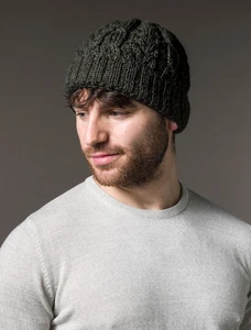 Aran Heritage Cable Wool Hat - Charcoal