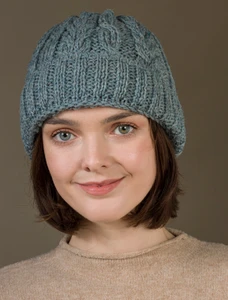 Aran Heritage Cable Wool Hat - Summer Storm
