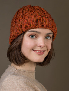 Aran Heritage Cable Wool Hat - Burnt Orange