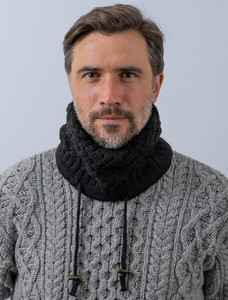 Men's Super Soft Trellis Snood Scarf - Black