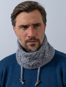 Men's Super Soft Trellis Snood Scarf  - Ocean Grey