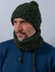 Extra Soft Aran Snood  - Army Green