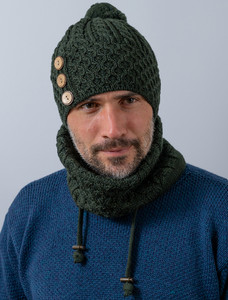 Extra Soft Aran Snood - Army Green
