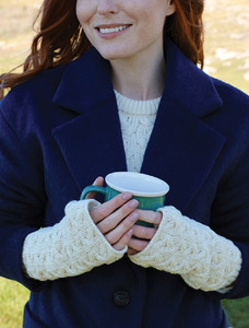 Super Soft Long Fingerless Mittens - Classic Aran
