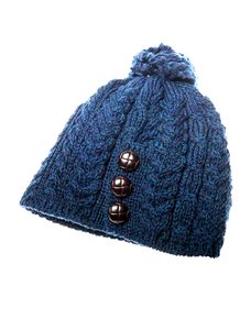Merino Pom Pom Hat - Atlantic