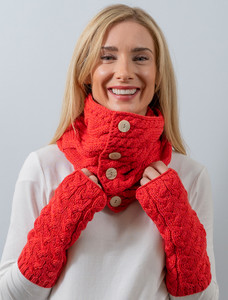 Super Soft Long Fingerless Mittens - Coral
