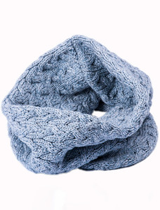 Super Soft Aran Infinity Scarf - Ocean Blue